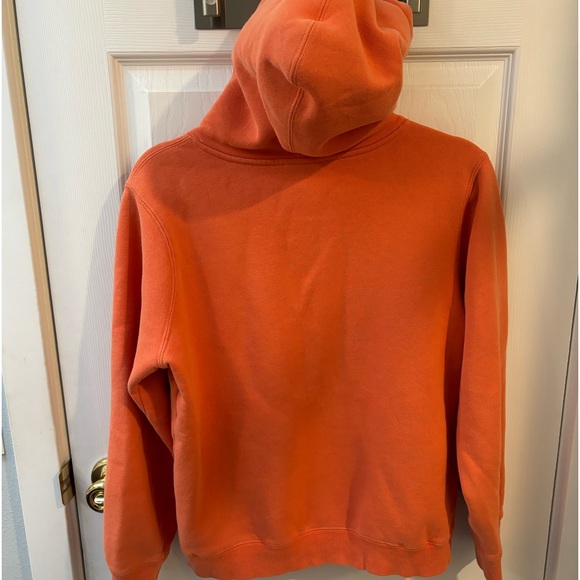 Stussy Orange Stock Logo Appliqué Hoodie Sweatshirt with Black logo, S - Picture 3 of 6
